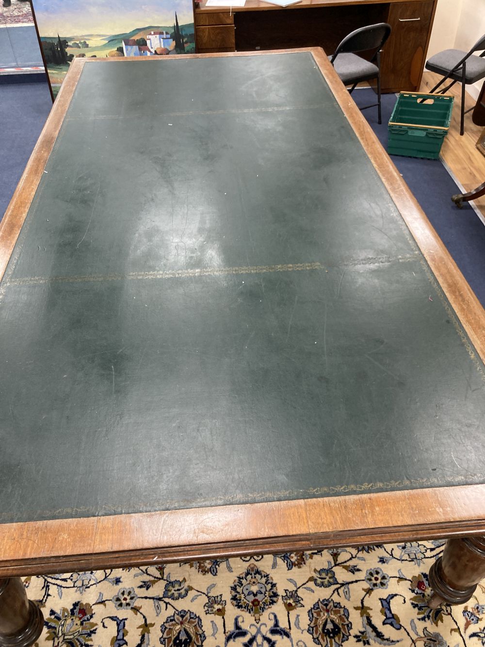 A Victorian mahogany boardroom / reading table, length 306cm, depth 52cm, height 77cm